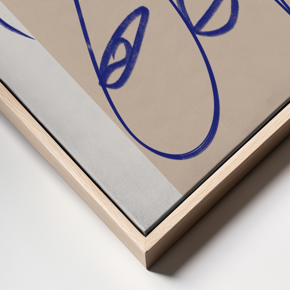 Canvas schilderi - Abstract Blue Line Art frame close up - natuurlijk frame