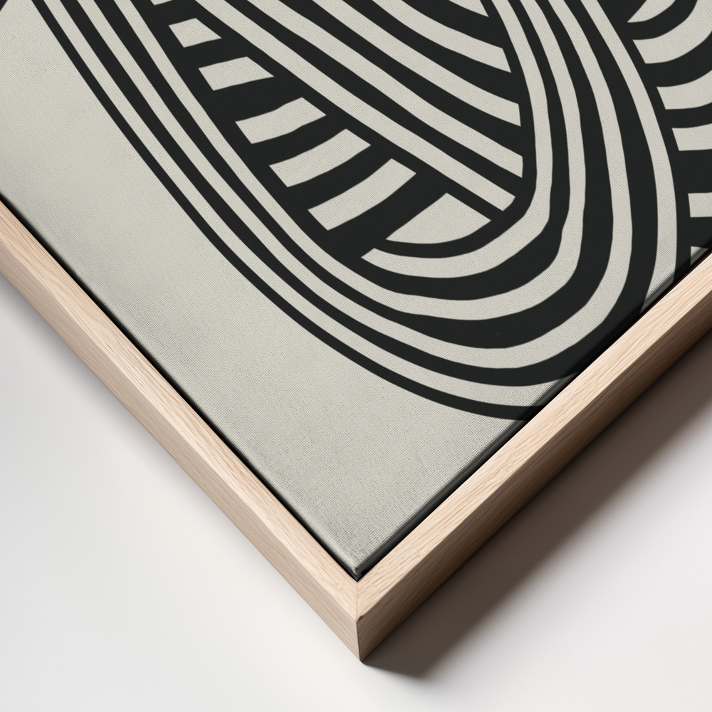 Canvas schilderi - Striped Abstract In Black frame close up - natuurlijk frame