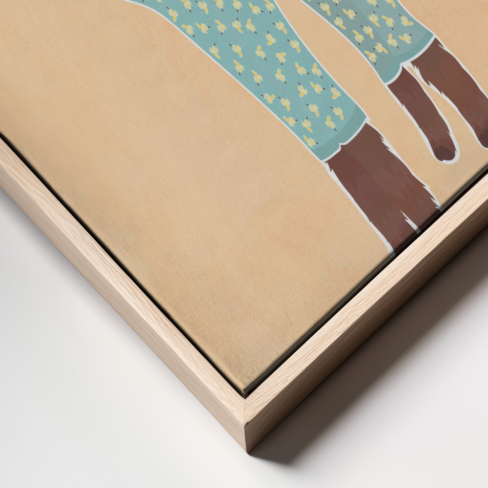 Canvas print - Llama In Pjs Banana Orange frame close up