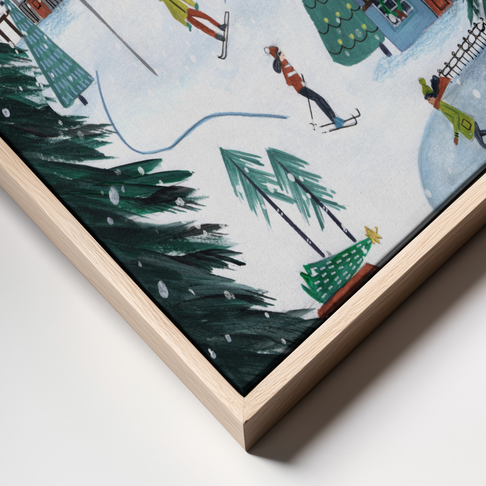 Toile - Nordic Skiing in the mountains at Christmas cadre en gros plan - cadre naturel