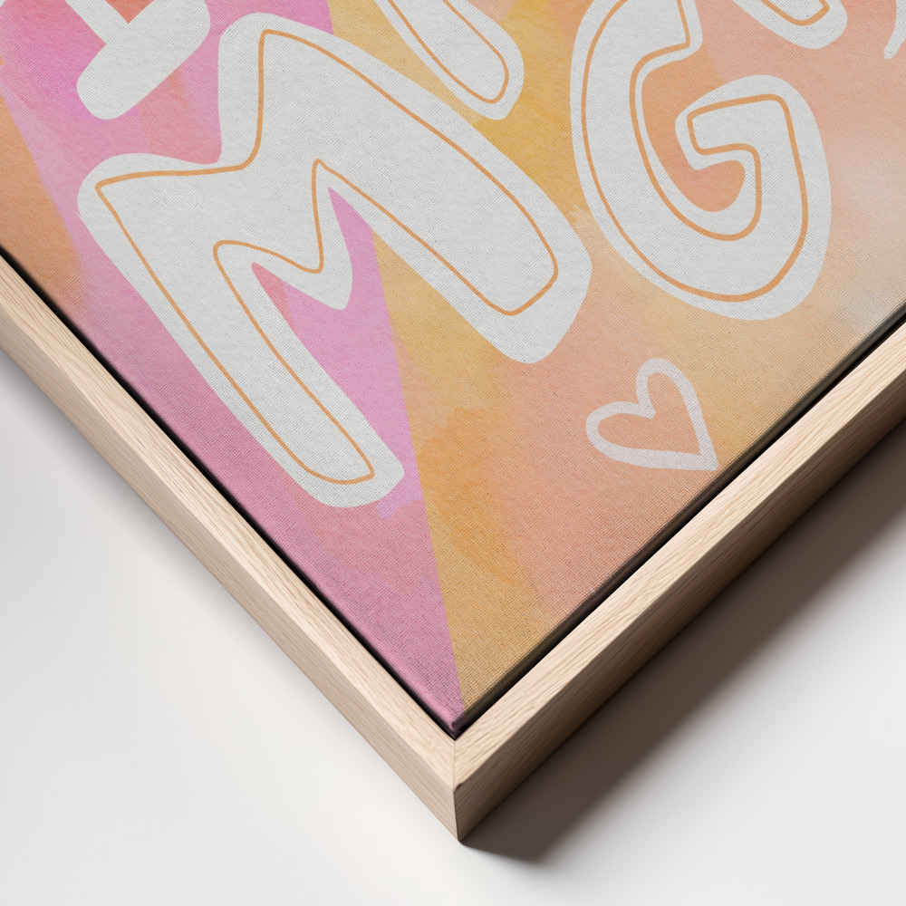 Lærred - Could it Be Magic - Peach Pink frame close up