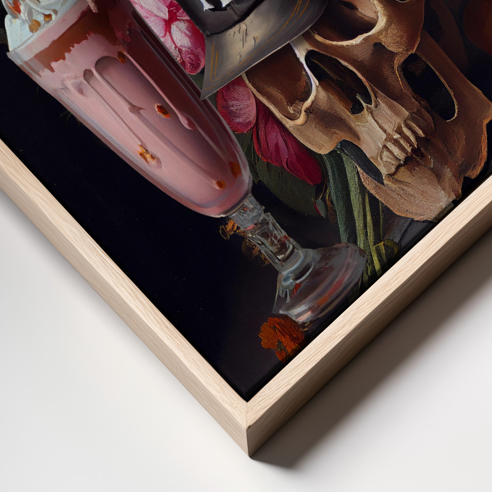 Canvas print - Skull Still Life frame close up - natural frame