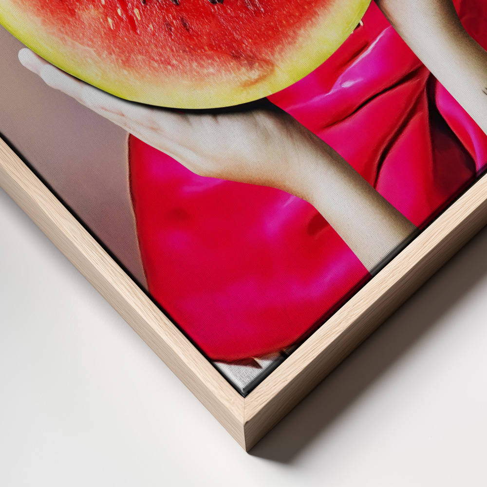 Canvas print - Watermelon Frida frame close up - natural frame