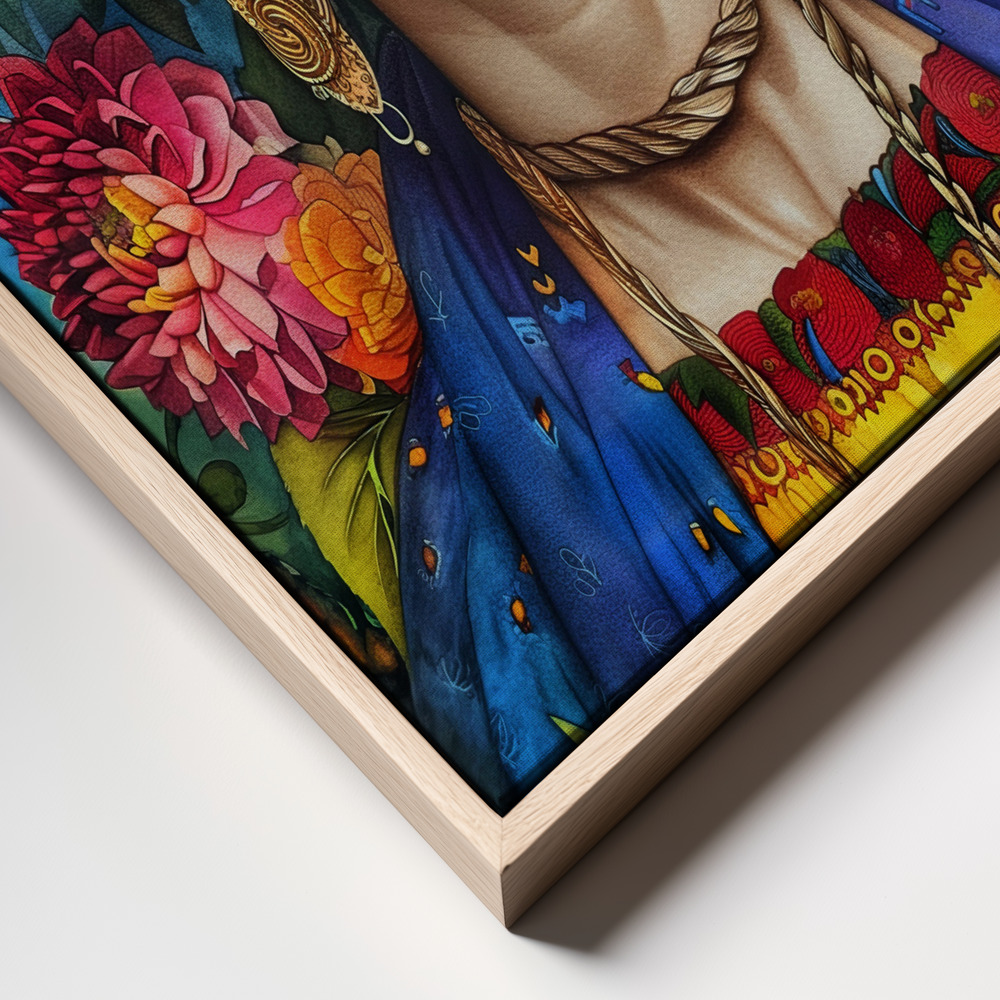 Canvas print - Frida Portrait 3 frame close up - natural frame