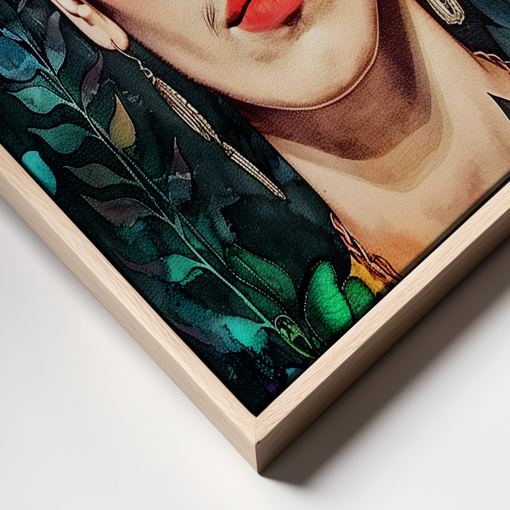Canvas print - Frida Portrait 9 frame close up - natural frame
