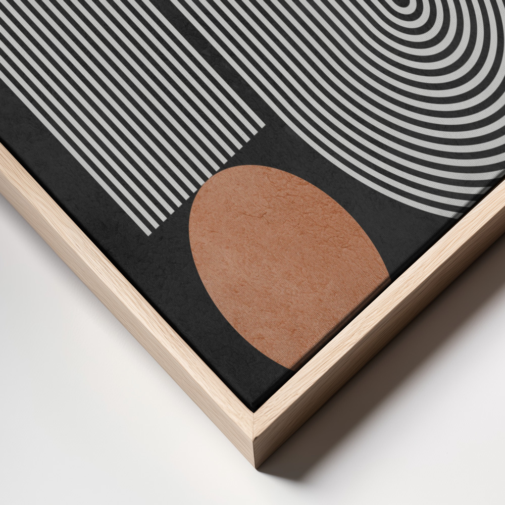 Canvas schilderi - Circles on black background 1 frame close up - natuurlijk frame