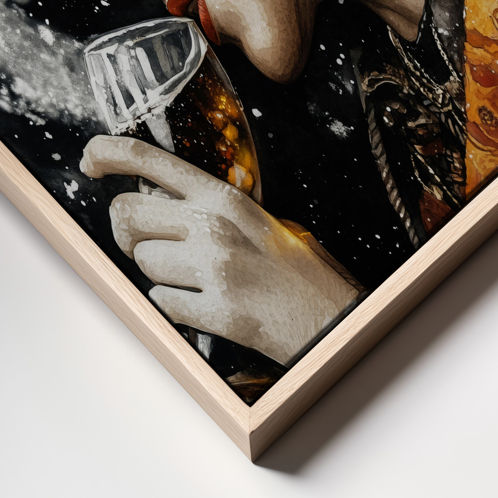 Canvas print - Frida with drink frame close up - natural frame