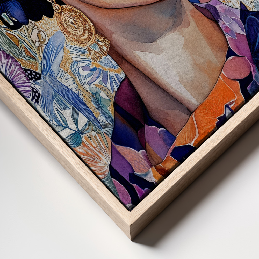 Canvas print - Frida portrait frame close up - natural frame