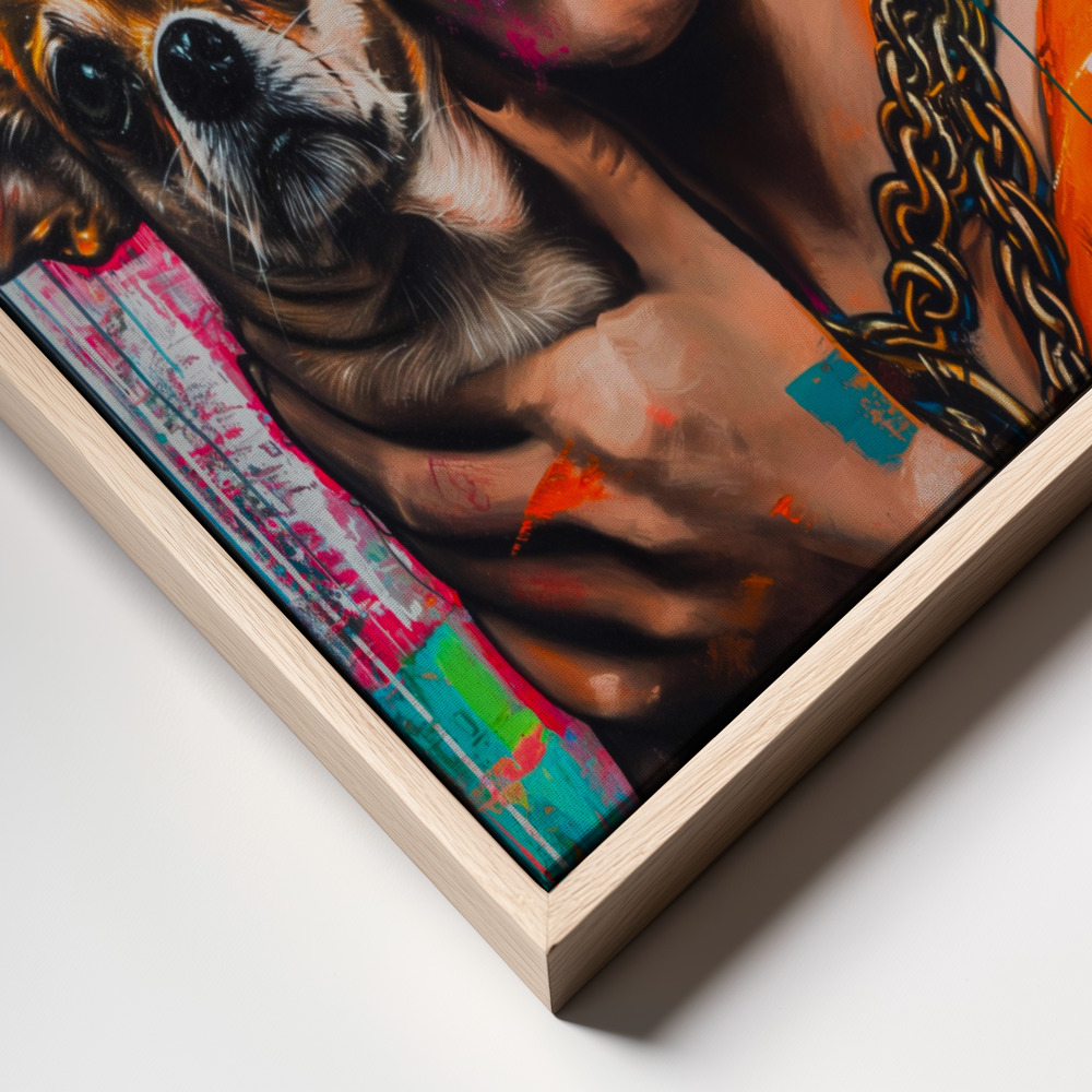 Leinwandbild - Frida Pop rahmen Nahaufnahme - natürlicher Rahmen