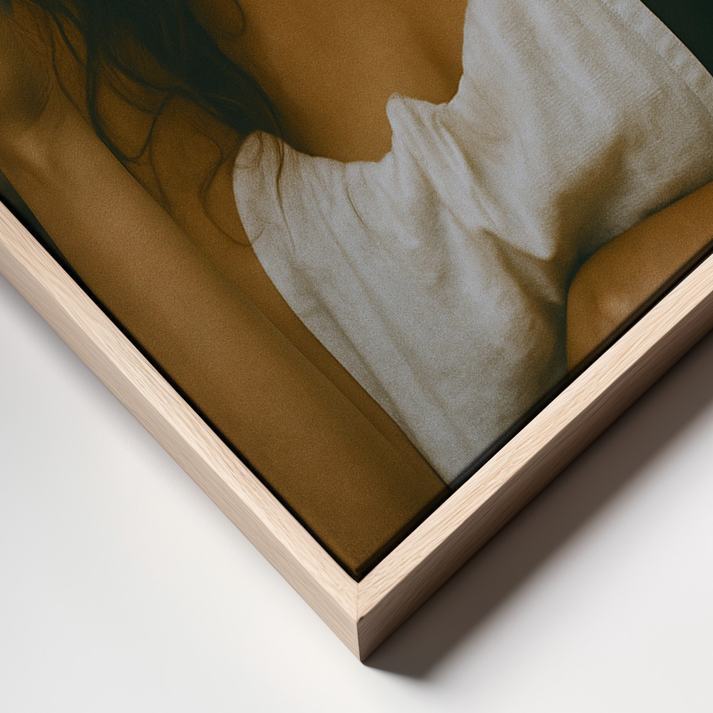 Canvas print - Parody of the Mona Lisa frame close up - natural frame