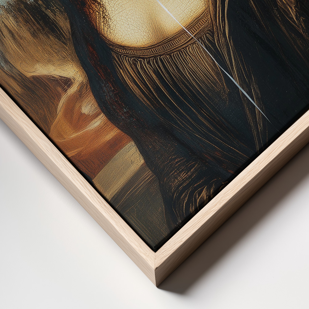 Canvas print - Parody of the Mona Lisa frame close up - natural frame