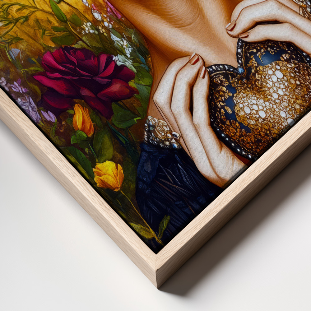 Canvas print - Frida Love portrait frame close up - natural frame