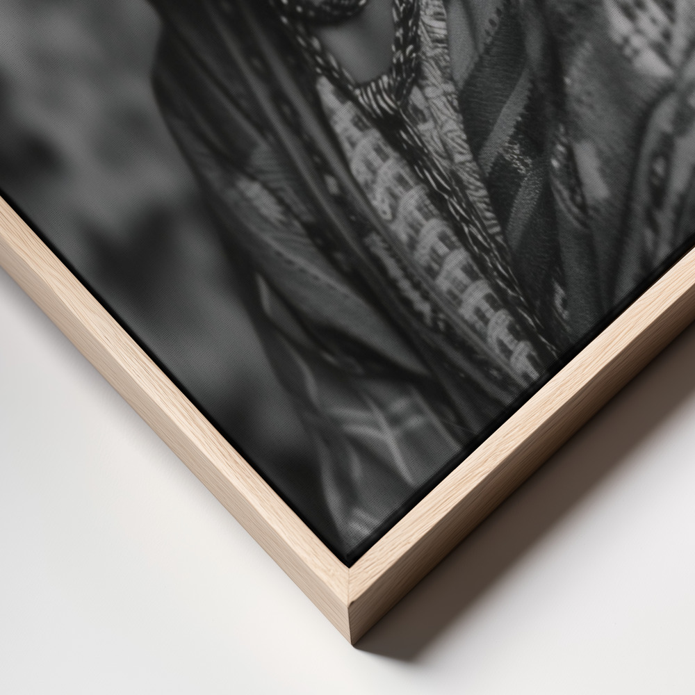 Leinwandbild - Frida Portrait rahmen Nahaufnahme - natürlicher Rahmen