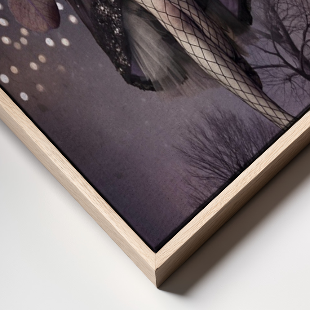 Leinwandbild - Night aerial girl rahmen Nahaufnahme - natürlicher Rahmen