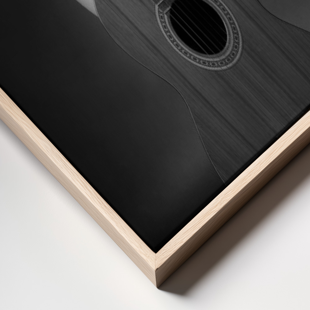 Canvastavla Girl with guitar - Tavla ram närbild - naturlig ram