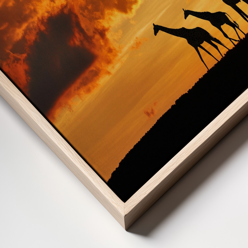 Canvas print - Five Giraffes frame close up