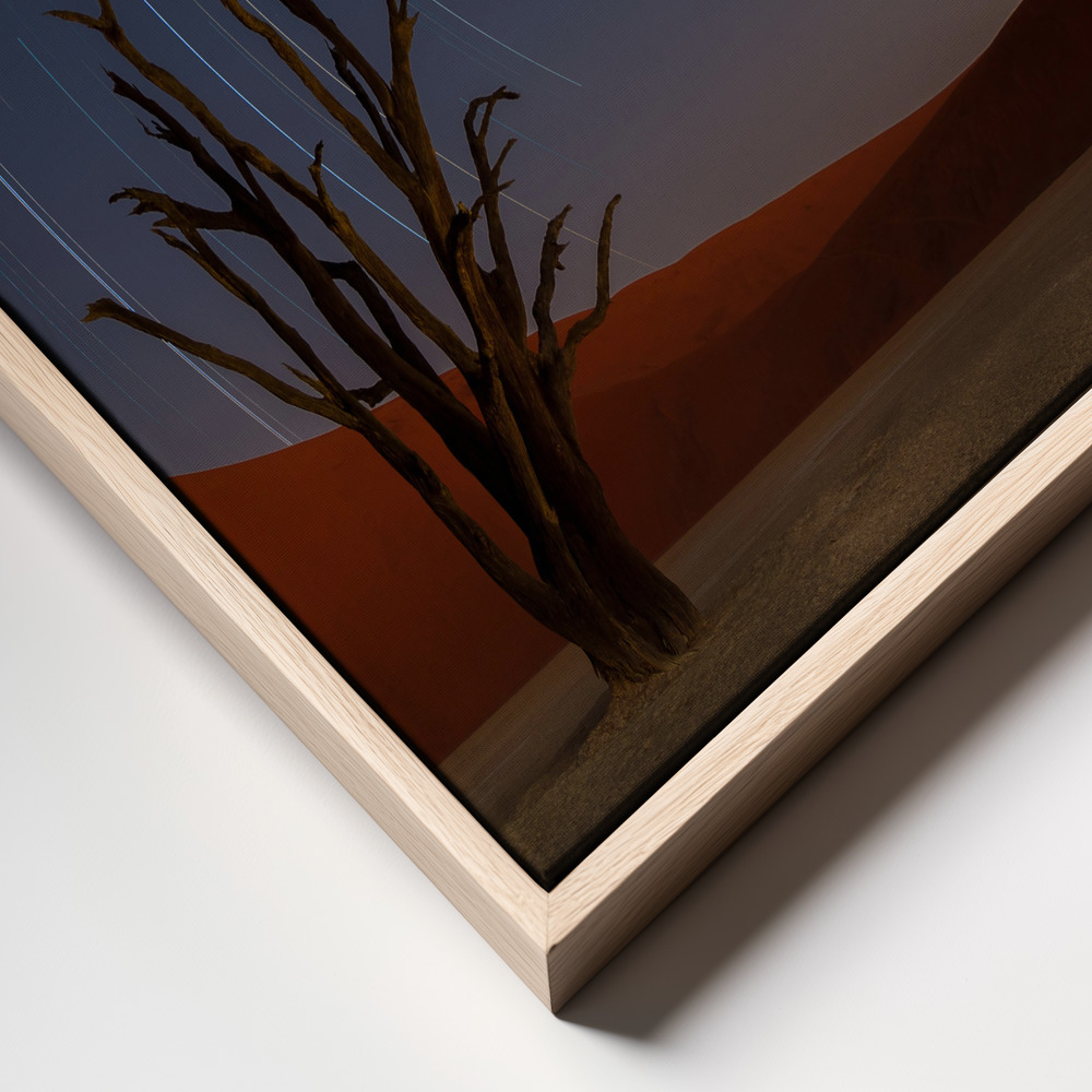 Canvas schilderi - Star Trails of Namibia frame close up - natuurlijk frame