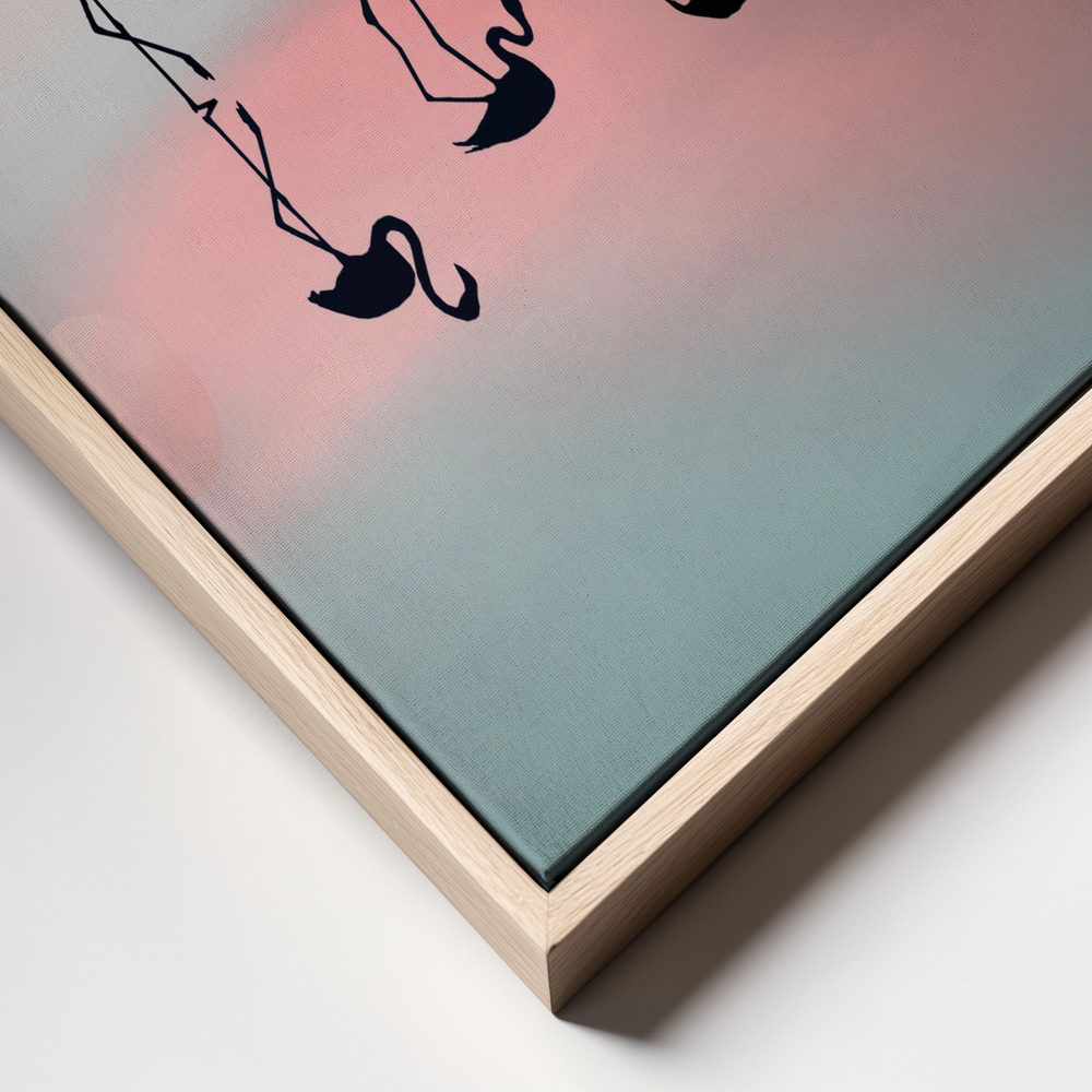 Canvas print - Family Flamingos frame close up