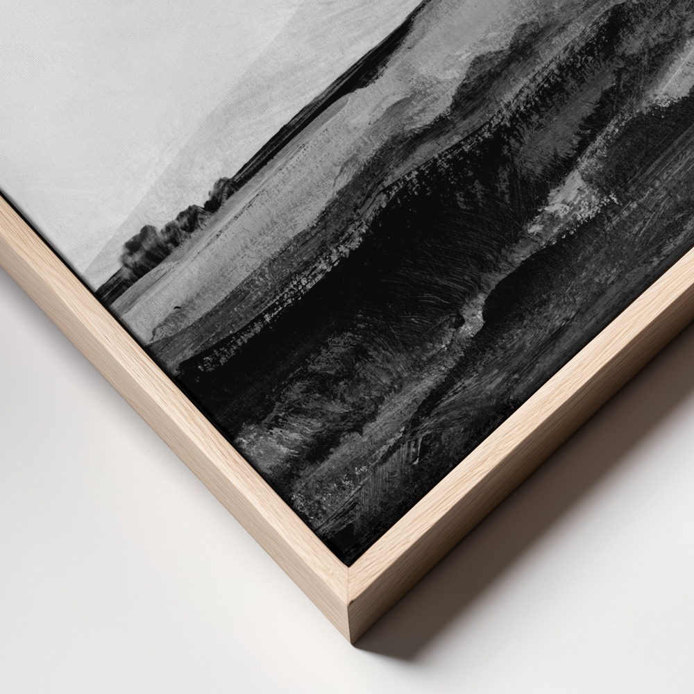 Canvas print - Mono Landscape No1 frame close up - natural frame