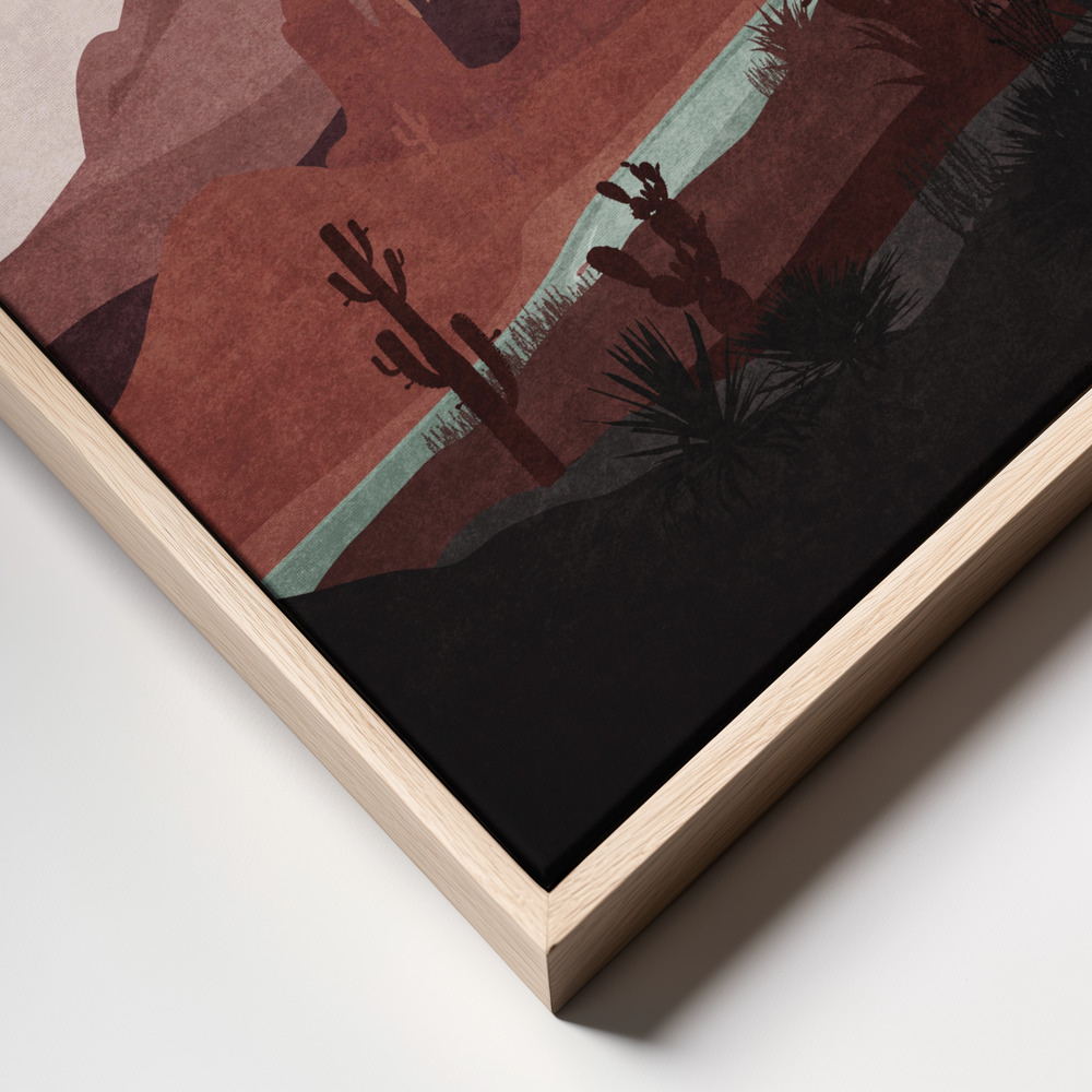 Canvas print - Desert Sunscape frame close up - natural frame