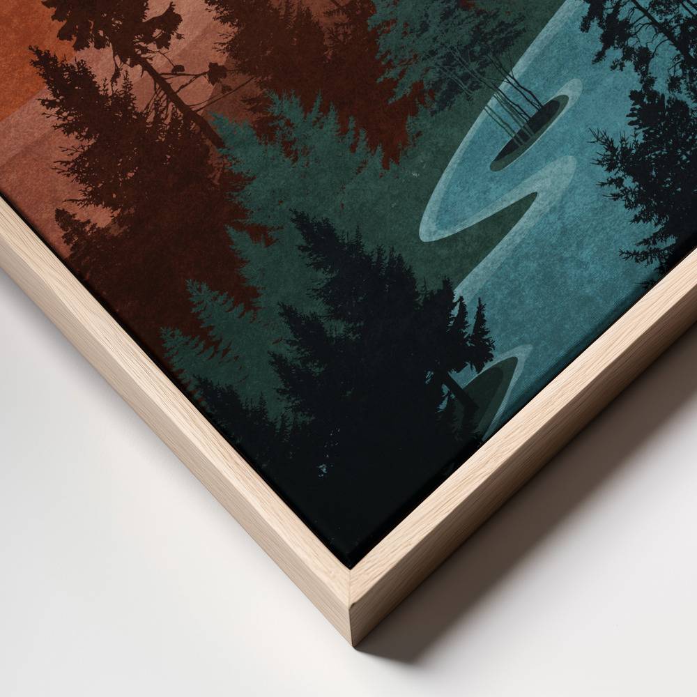 Canvas print - Serene Peaks frame close up - natural frame