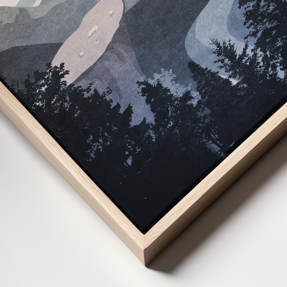 Canvas print - Serene Mountain View frame close up - natural frame