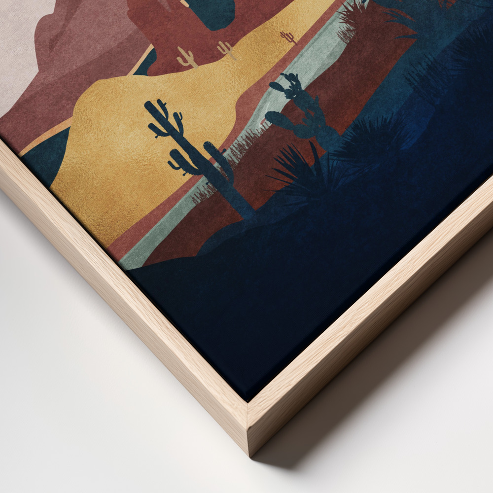 Canvas print - Desert Sunrise Bliss frame close up - natural frame