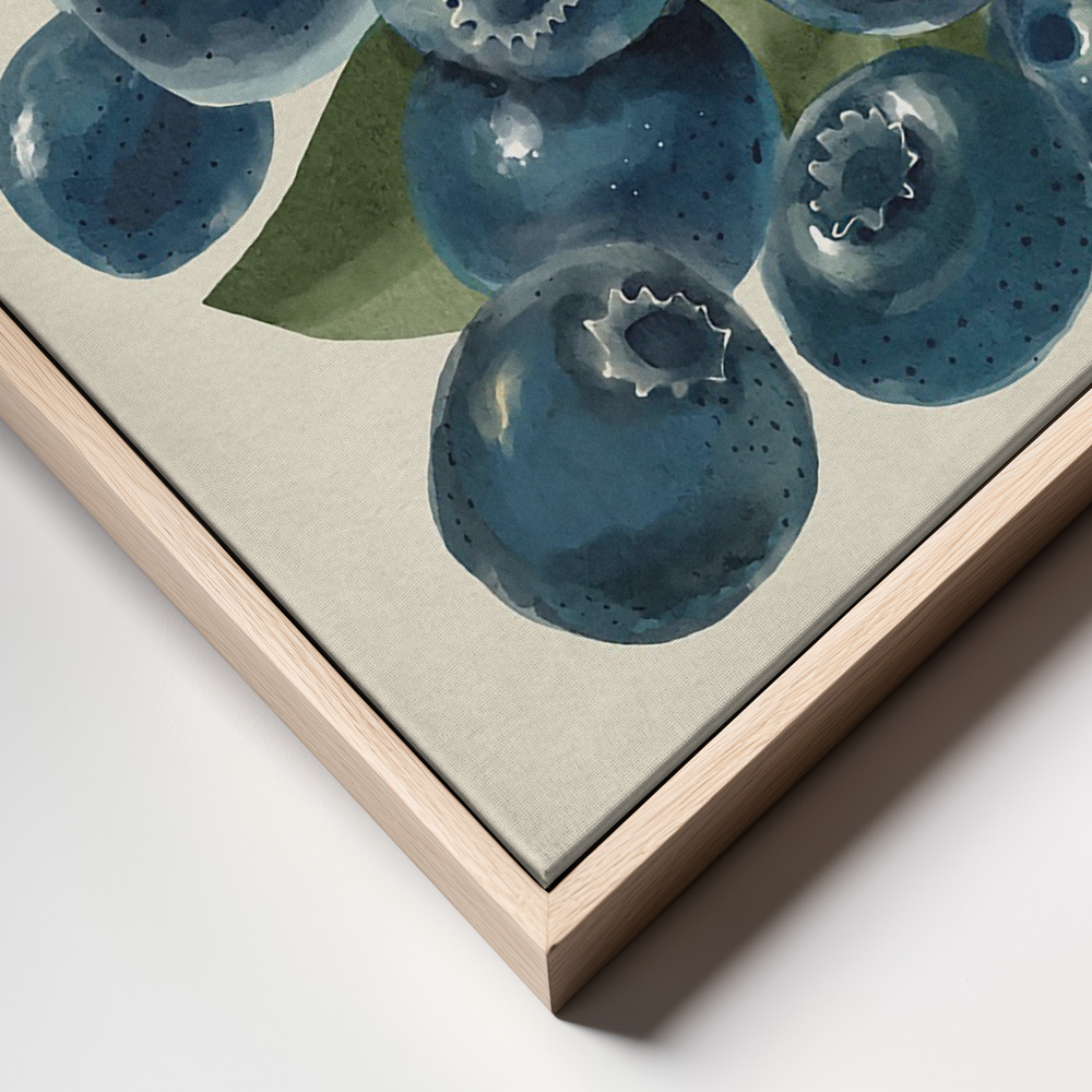 Canvas print - Blueberries frame close up - natural frame