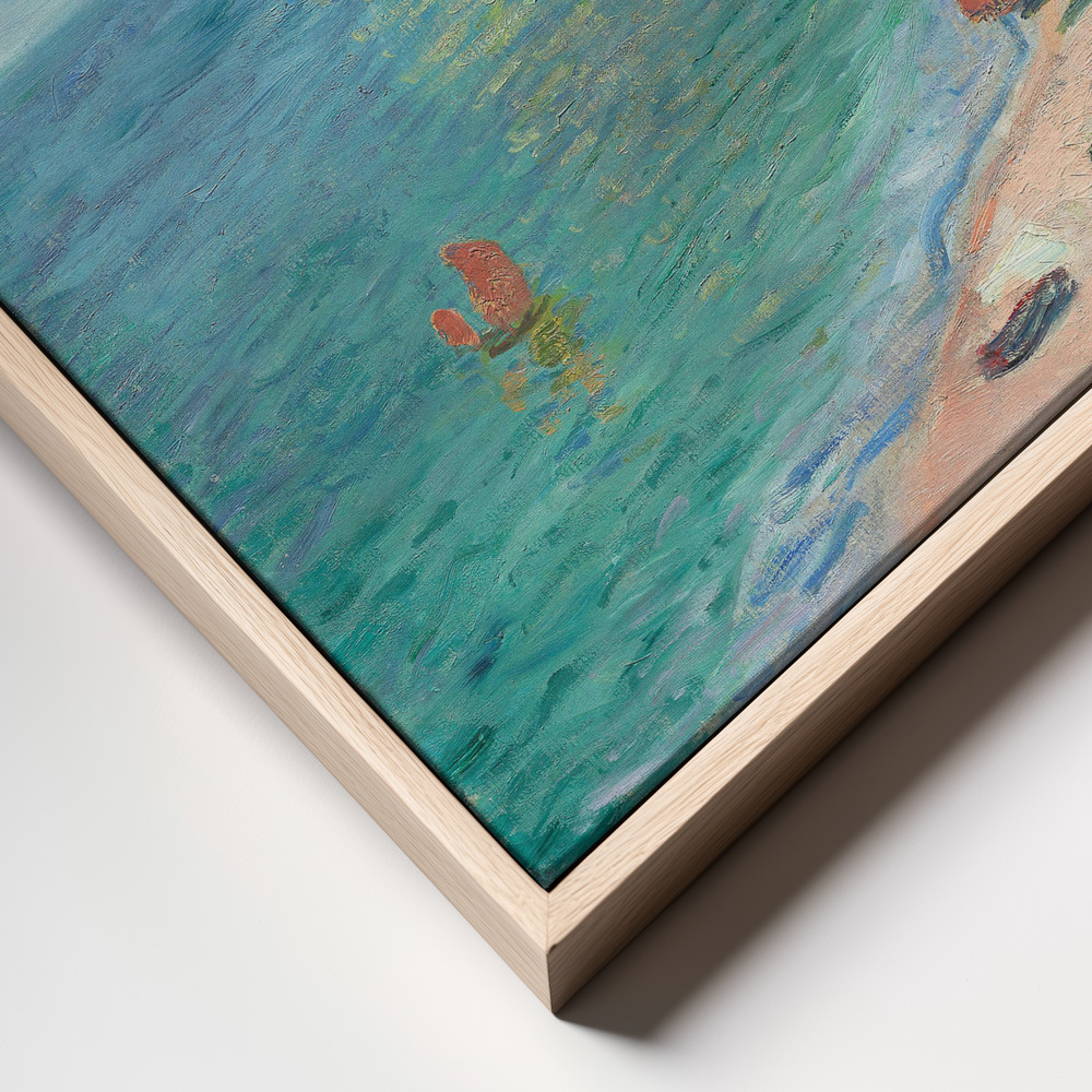 Canvas schilderi - The Beach and the Falaise D'amont (1885) By Claude Monet. frame close up - natuurlijk frame