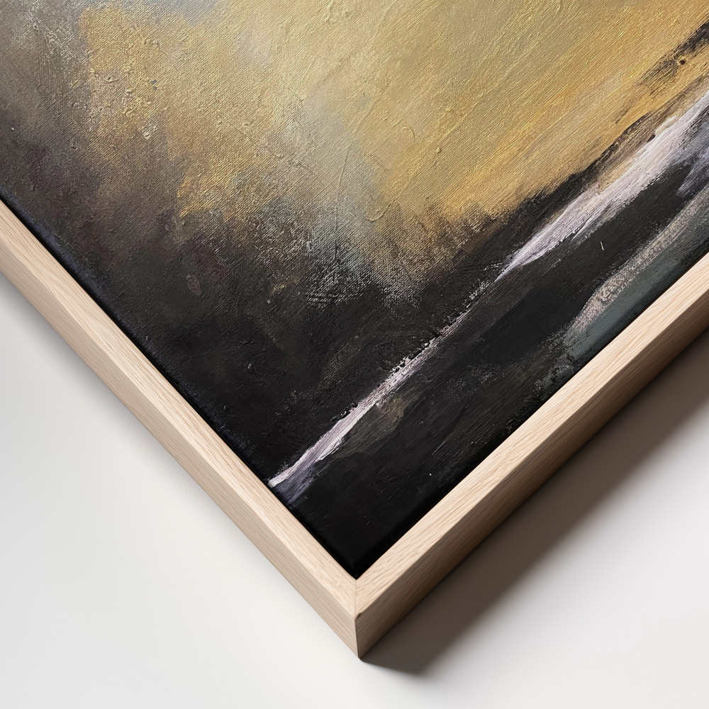 Canvas print - Serene Sunset Over a Tranquil Horizon frame close up - natural frame