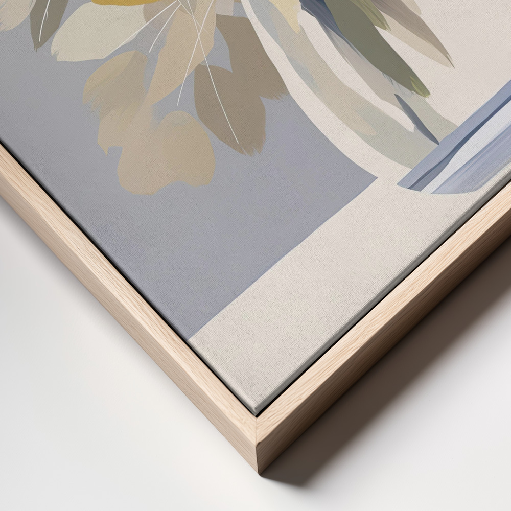 Canvas print - Peonies in a Glass Vase frame close up - natural frame