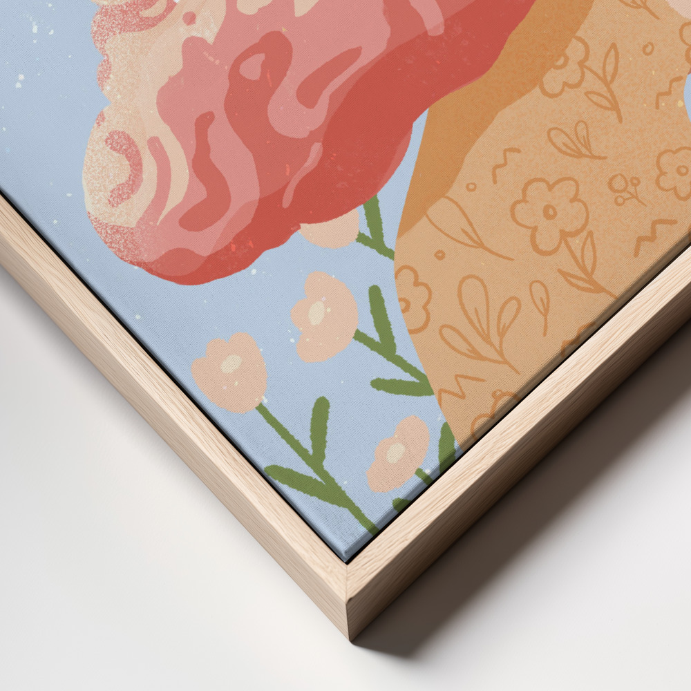 Canvas print - Head On Cloud frame close up - natural frame