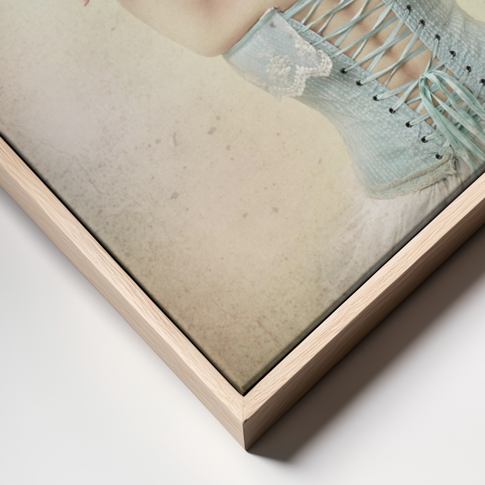 Canvas print - Girl of the flower garden frame close up - natural frame