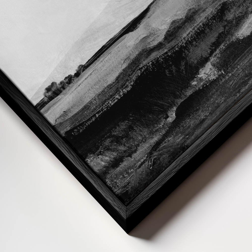 Canvas print - Mono Landscape No1 frame close up - black frame