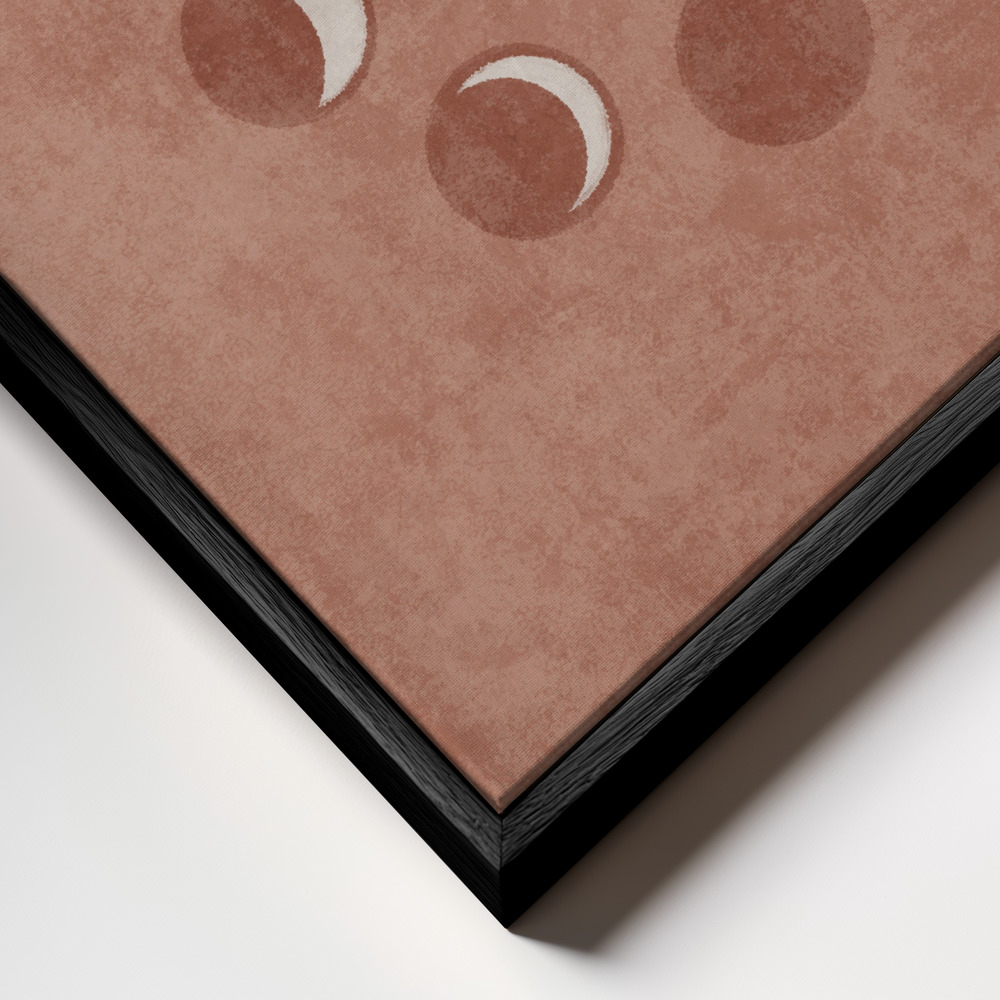 Canvas print - Lunar Phases Glow frame close up - black frame