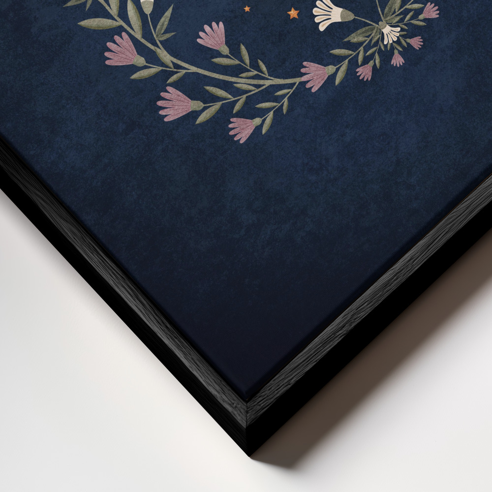 Canvas print - Celestial Flutter frame close up - black frame