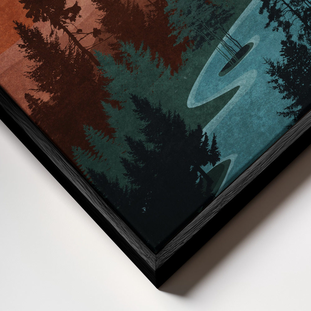 Canvas print - Serene Peaks frame close up - black frame