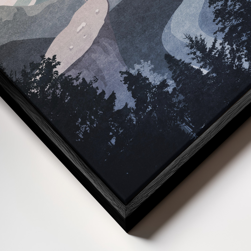 Canvas print - Serene Mountain View frame close up - black frame