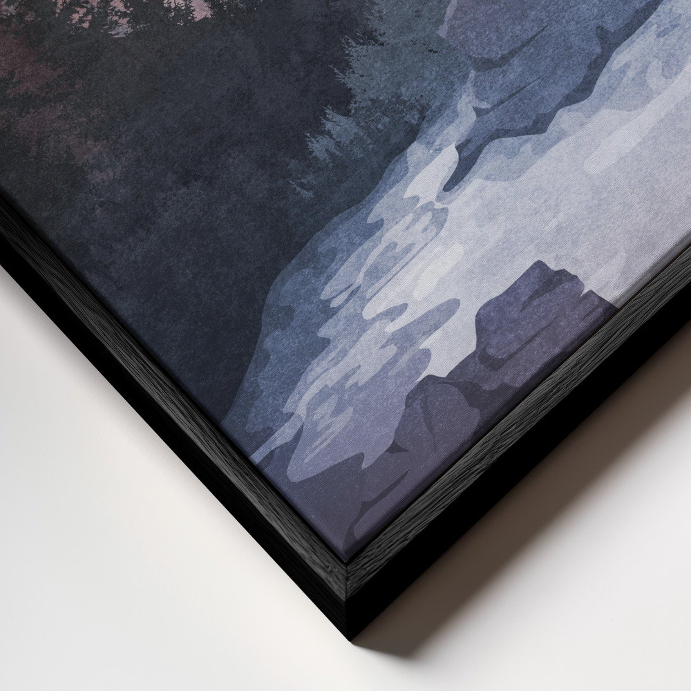 Canvas print - Majestic Dawn Scene frame close up - black frame