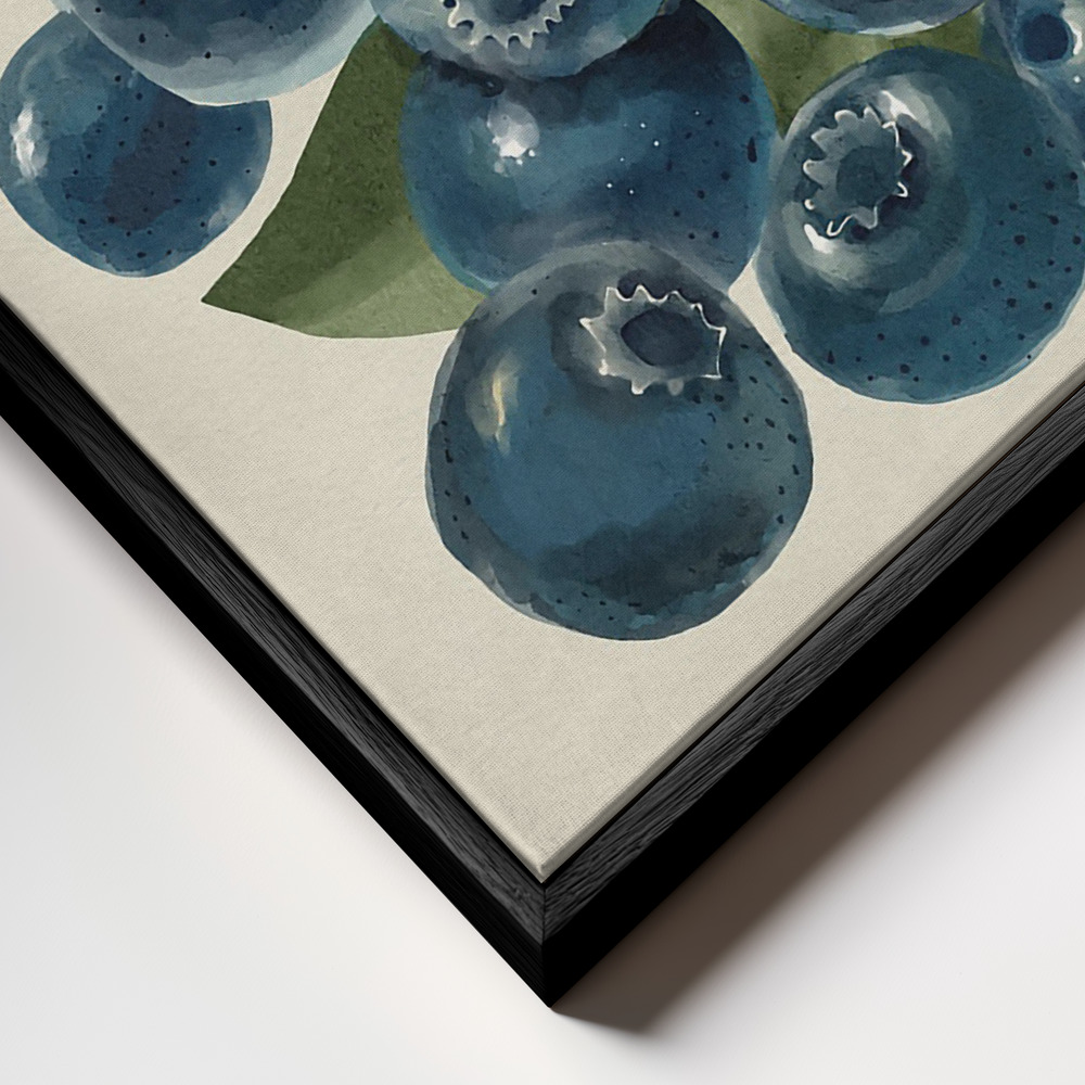 Canvas print - Blueberries frame close up - black frame