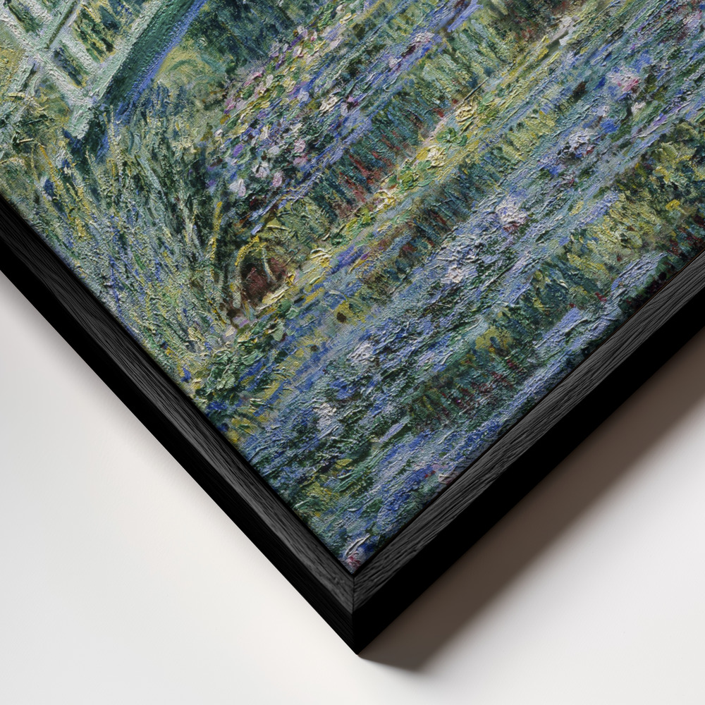 Leinwandbild - Water Lily Pond rahmen Nahaufnahme - schwarzer Rahmen