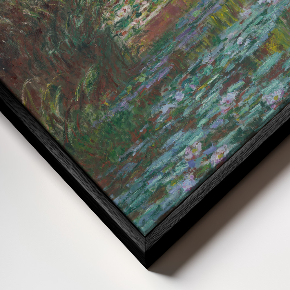Canvas schilderi - Water Lily Pond frame close-up - zwart frame
