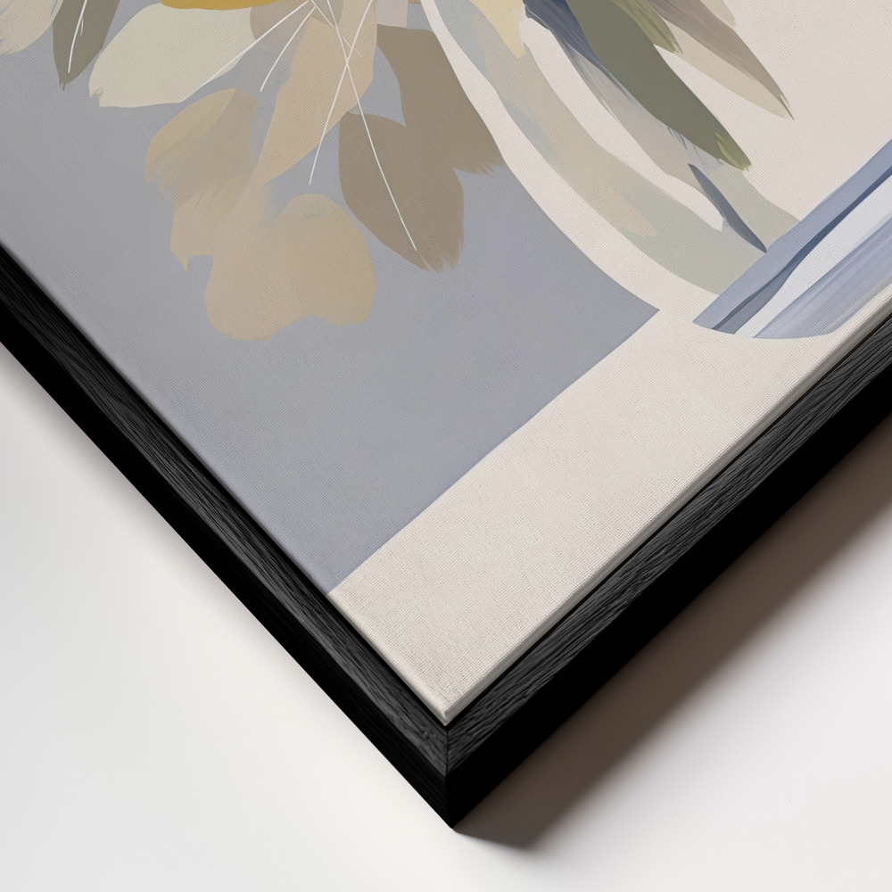 Canvas print - Peonies in a Glass Vase frame close up - black frame