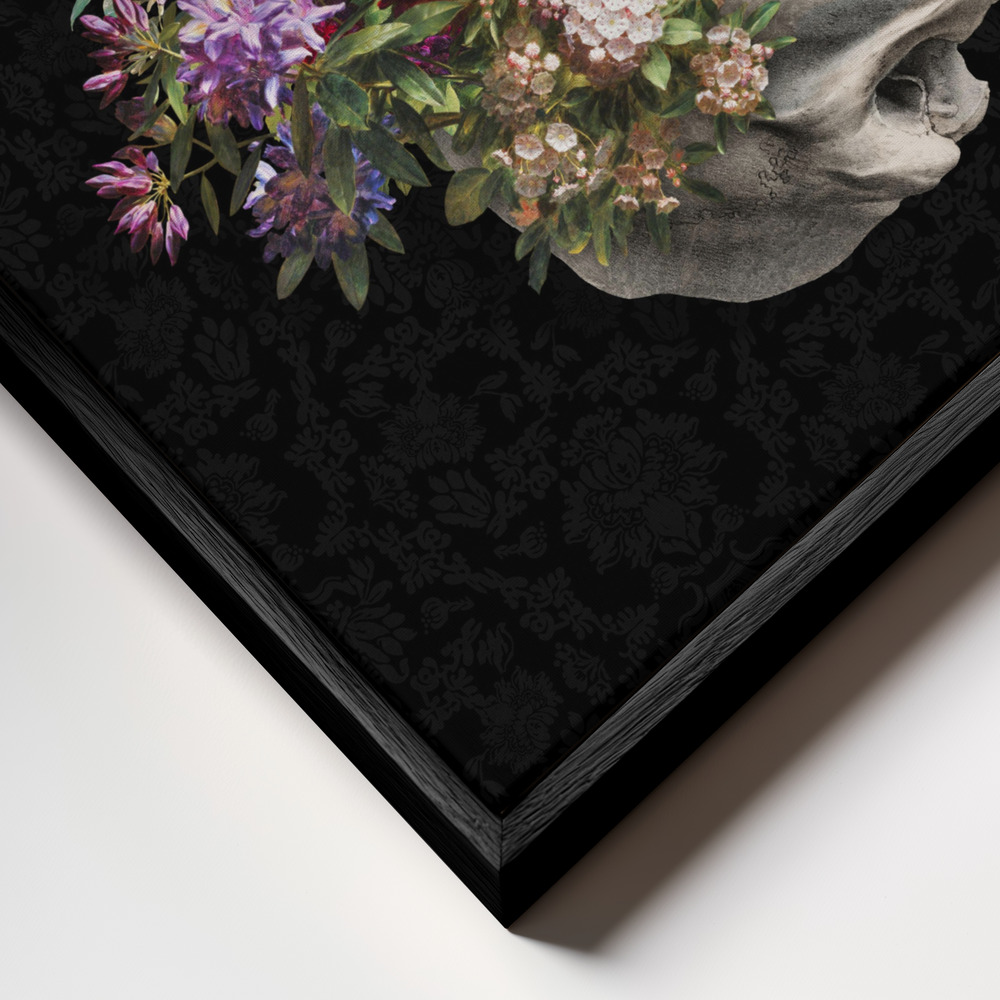 Leinwandbild - Vanitas Still Life rahmen Nahaufnahme - schwarzer Rahmen