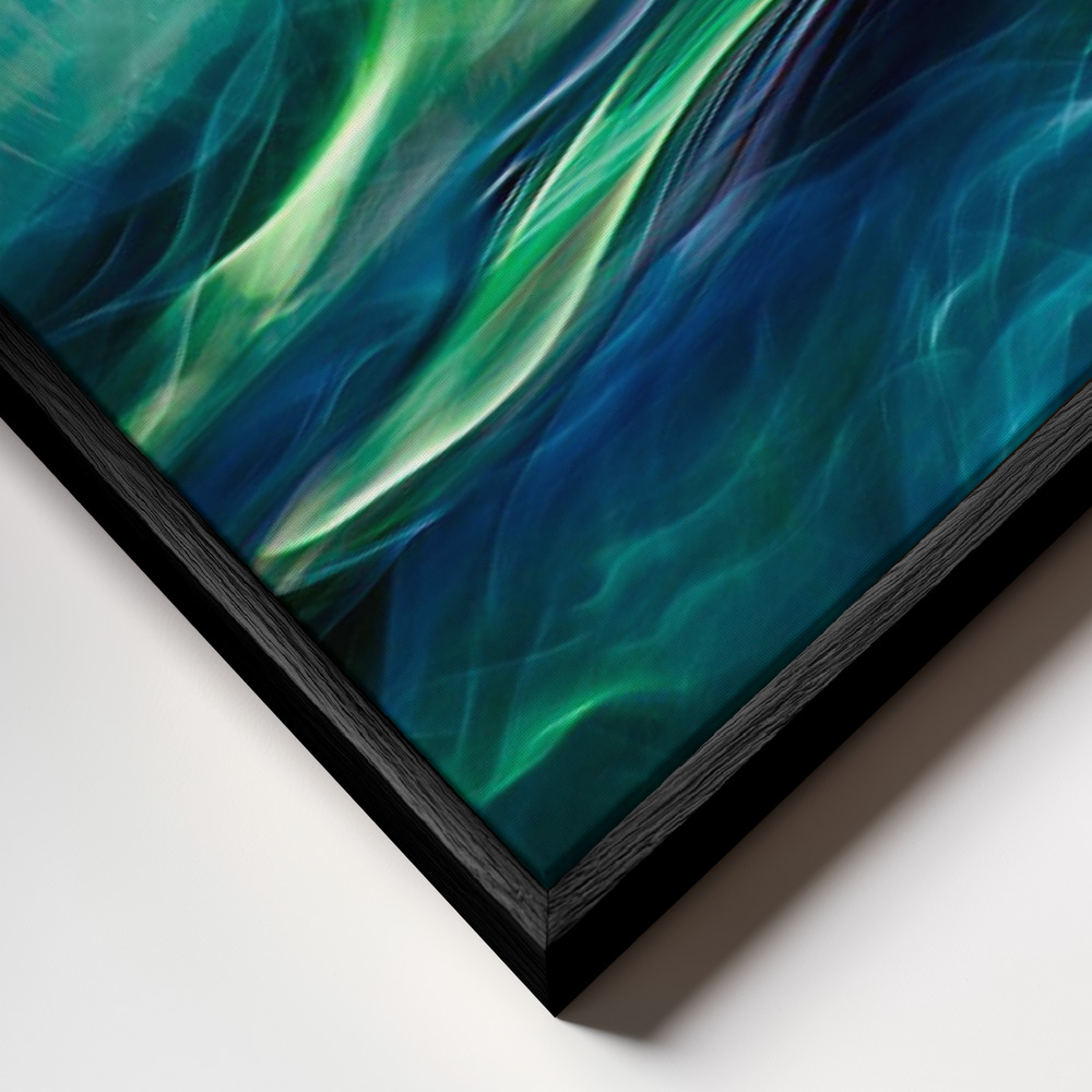 Canvas schilderi - Northern lights frame close-up - zwart frame