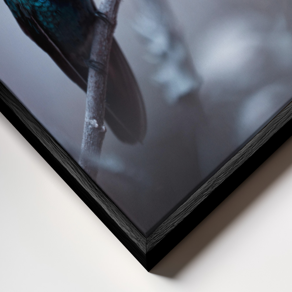 Leinwandbild - Electrical Blue rahmen Nahaufnahme - schwarzer Rahmen