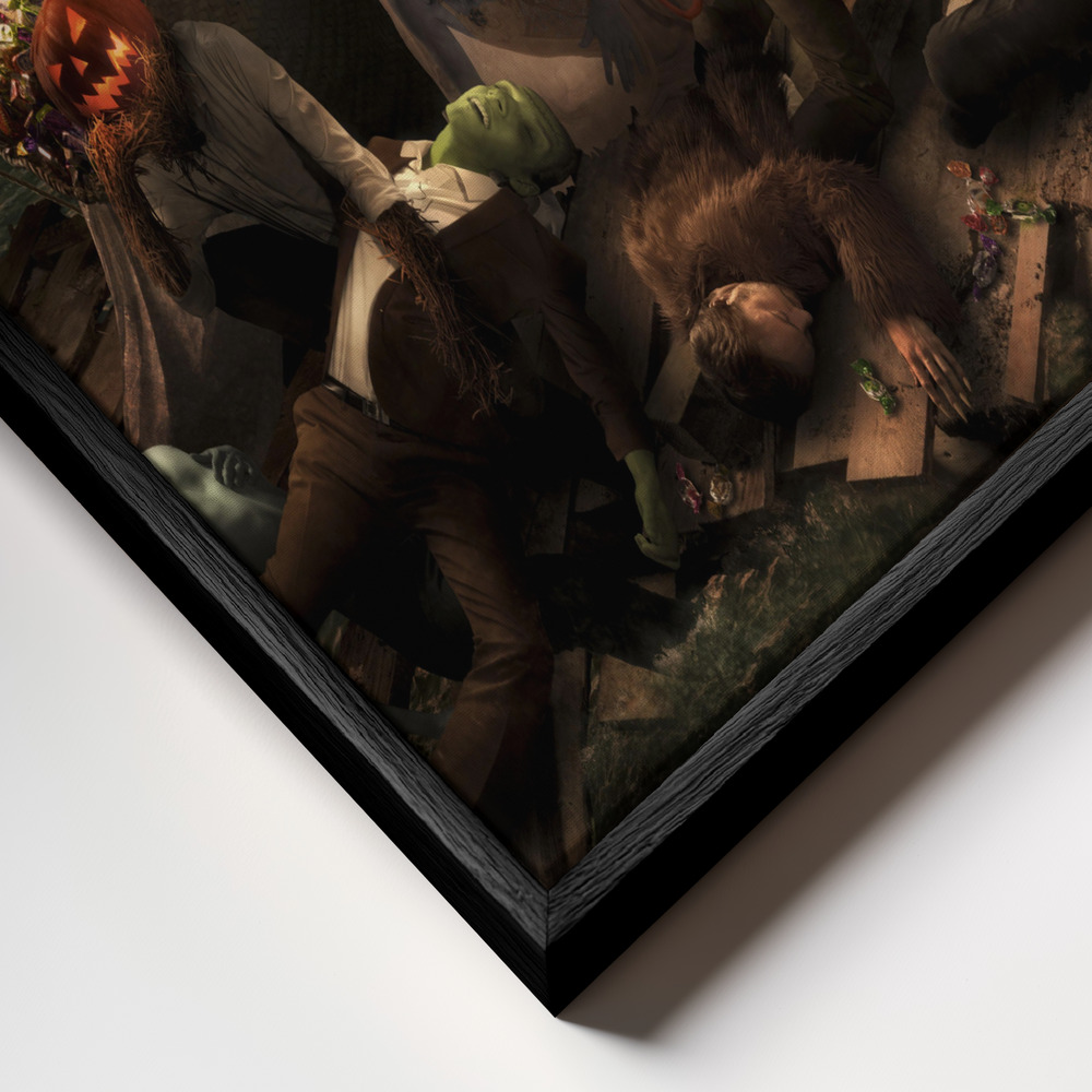 Toile - The Raft of Halloween cadre en gros plan - cadre noir