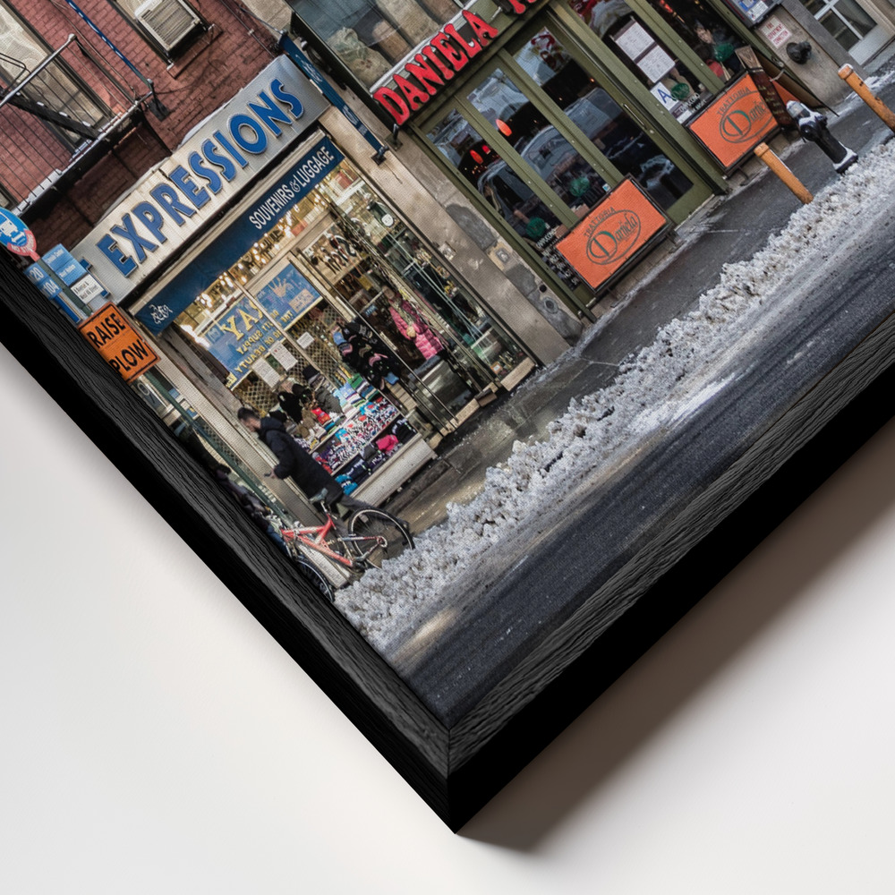 Canvas schilderi - A cold day in NY frame close-up - zwart frame