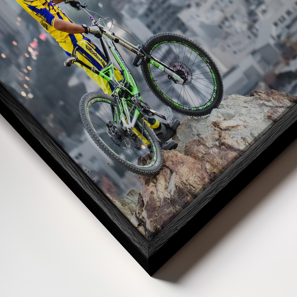 Canvas print - Downhill frame close up - black frame