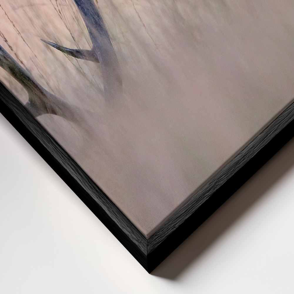 Canvas schilderi -   Hide & Seek  ( Horn of Stag) frame close-up - zwart frame